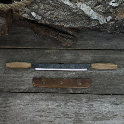Straight Drawknife with Leather Sheath, 25 cm (9.84 inches) - 1