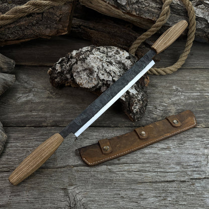 Straight Drawknife with Leather Sheath, 25 cm (9.84 inches) - 8