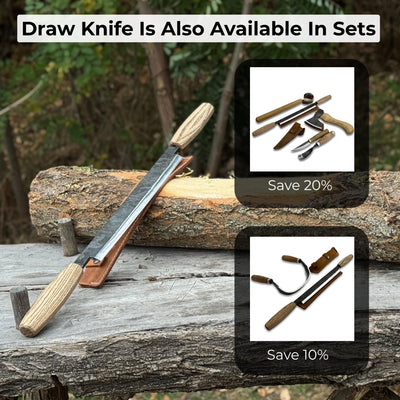 Straight Drawknife with Leather Sheath, 25 cm (9.84 inches) - 10