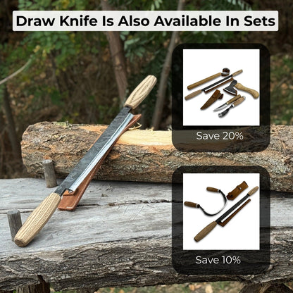 Straight Drawknife with Leather Sheath, 25 cm (9.84 inches) - 10