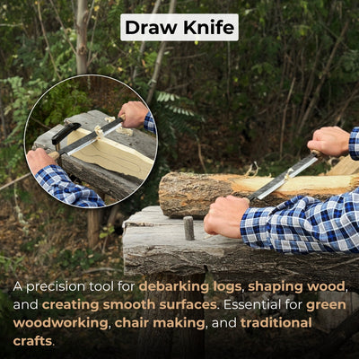 Straight Drawknife with Leather Sheath, 25 cm (9.84 inches) - 7