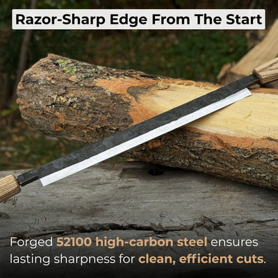 Straight Drawknife with Leather Sheath, 25 cm (9.84 inches) - 2