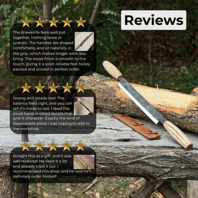 Straight Drawknife with Leather Sheath, 25 cm (9.84 inches) - 9