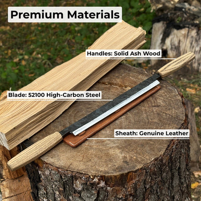 Straight Drawknife with Leather Sheath, 25 cm (9.84 inches) - 6