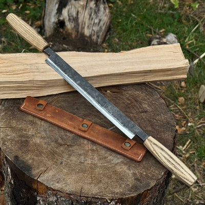 Straight Drawknife with Leather Sheath, 25 cm (9.84 inches) - 1