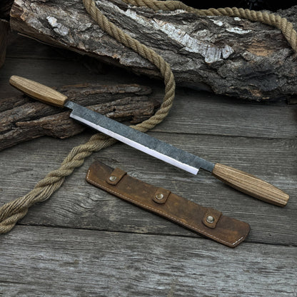 Straight Drawknife with Leather Sheath, 25 cm (9.84 inches) - 5
