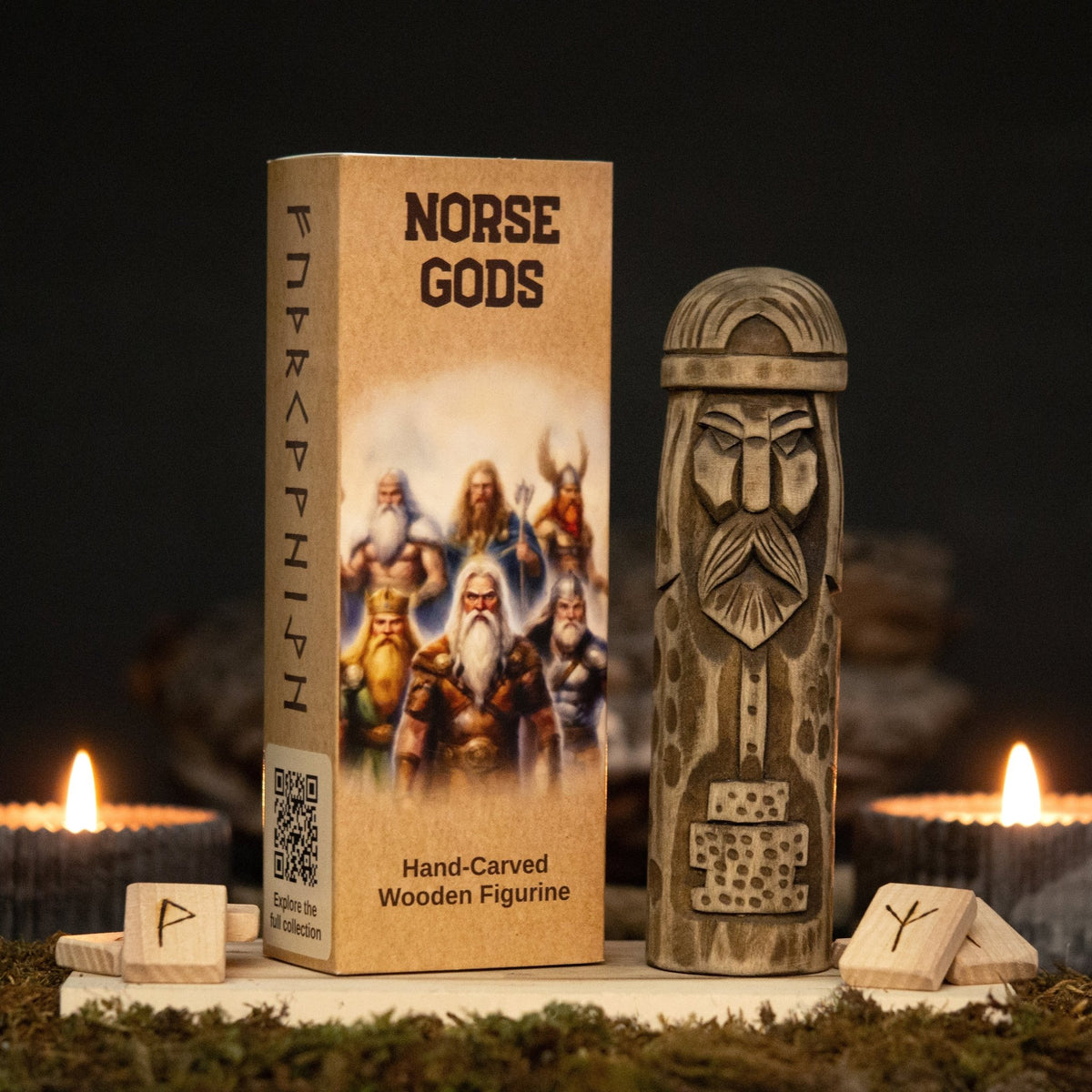 Thor Wooden Figurine – 14 cm (5.7 inches) Hand-Carved Norse God of Thunder and Strength - 1