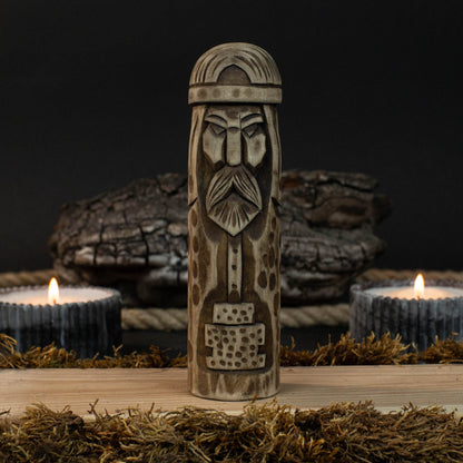 Thor Wooden Figurine – 14 cm (5.7 inches) Hand - Carved Norse God of Thunder and Strength - 1