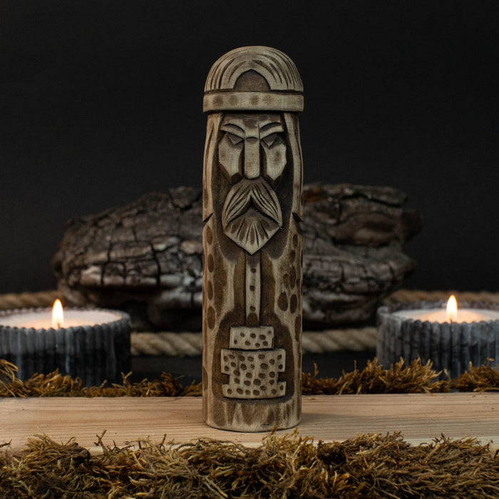 Thor Wooden Figurine – 14 cm (5.7 inches) Hand-Carved Norse God of ...
