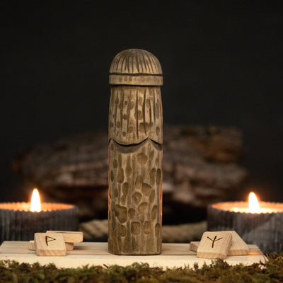 Thor Wooden Figurine – 14 cm (5.7 inches) Hand-Carved Norse God of Thunder and Strength - 4