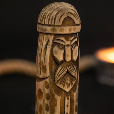 Thor Wooden Figurine – 14 cm (5.7 inches) Hand-Carved Norse God of Thunder and Strength - 9