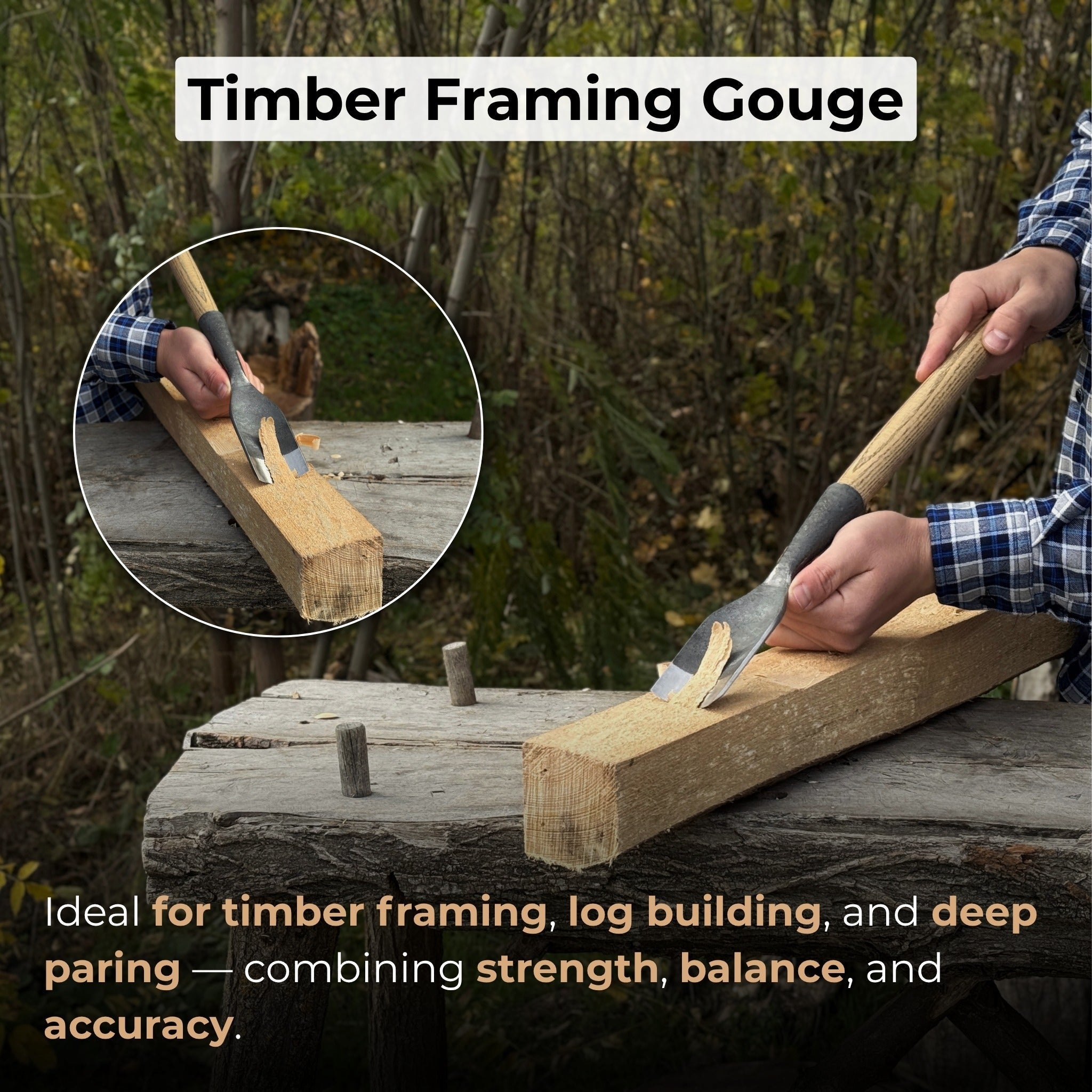 Timber Framing Rounded Chisel, 20 - 100 mm (0.8 - 3.9 inches) - 8