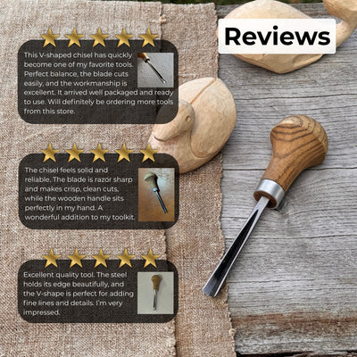 V - Parting Chisel 60 Degree with Palm Handle, 6 mm (0.24 inches) - 10