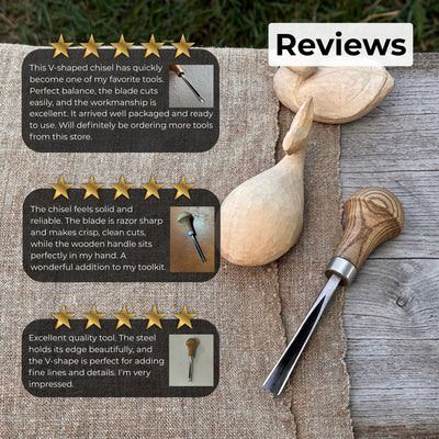 V - Parting Chisel 60 Degree with Palm Handle, 8 mm (0.31 inches) - 10