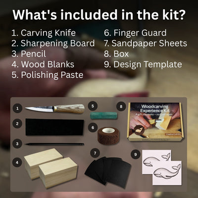 Whale Carving Kit - Complete Starter Whittling Kit for Beginners, Adults, Teens, and Kids - 2