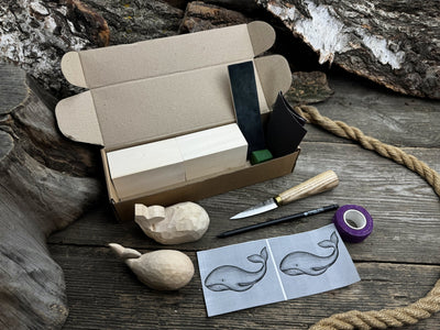 Whale Carving Kit - Complete Starter Whittling Kit for Beginners, Adults, Teens, and Kids - 6