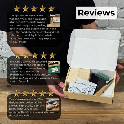 Whale Carving Kit - Complete Starter Whittling Kit for Beginners, Adults, Teens, and Kids - 12
