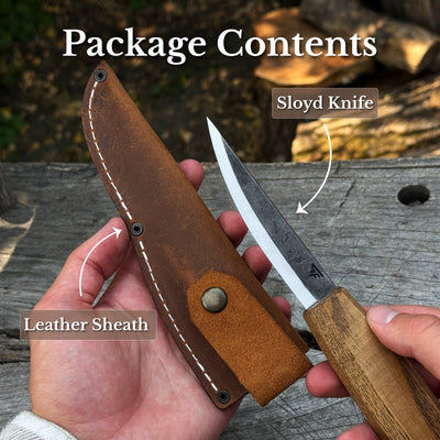 Whittling Sloyd Knife with Leather Sheath, 10 cm (3.94 inches) - 9