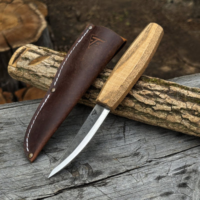 Whittling Sloyd Knife with Leather Sheath, 10 cm (3.94 inches) - 1