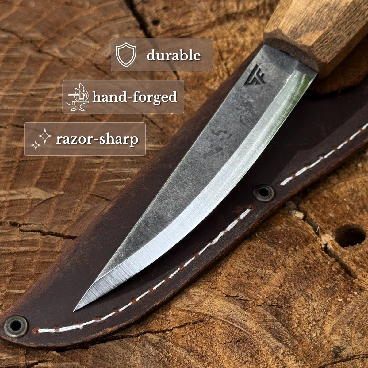 Whittling Sloyd Knife with Leather Sheath, 10 cm (3.94 inches) - 3