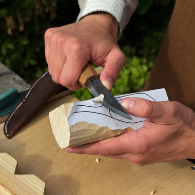 Whittling Sloyd Knife with Leather Sheath, 10 cm (3.94 inches) - 6