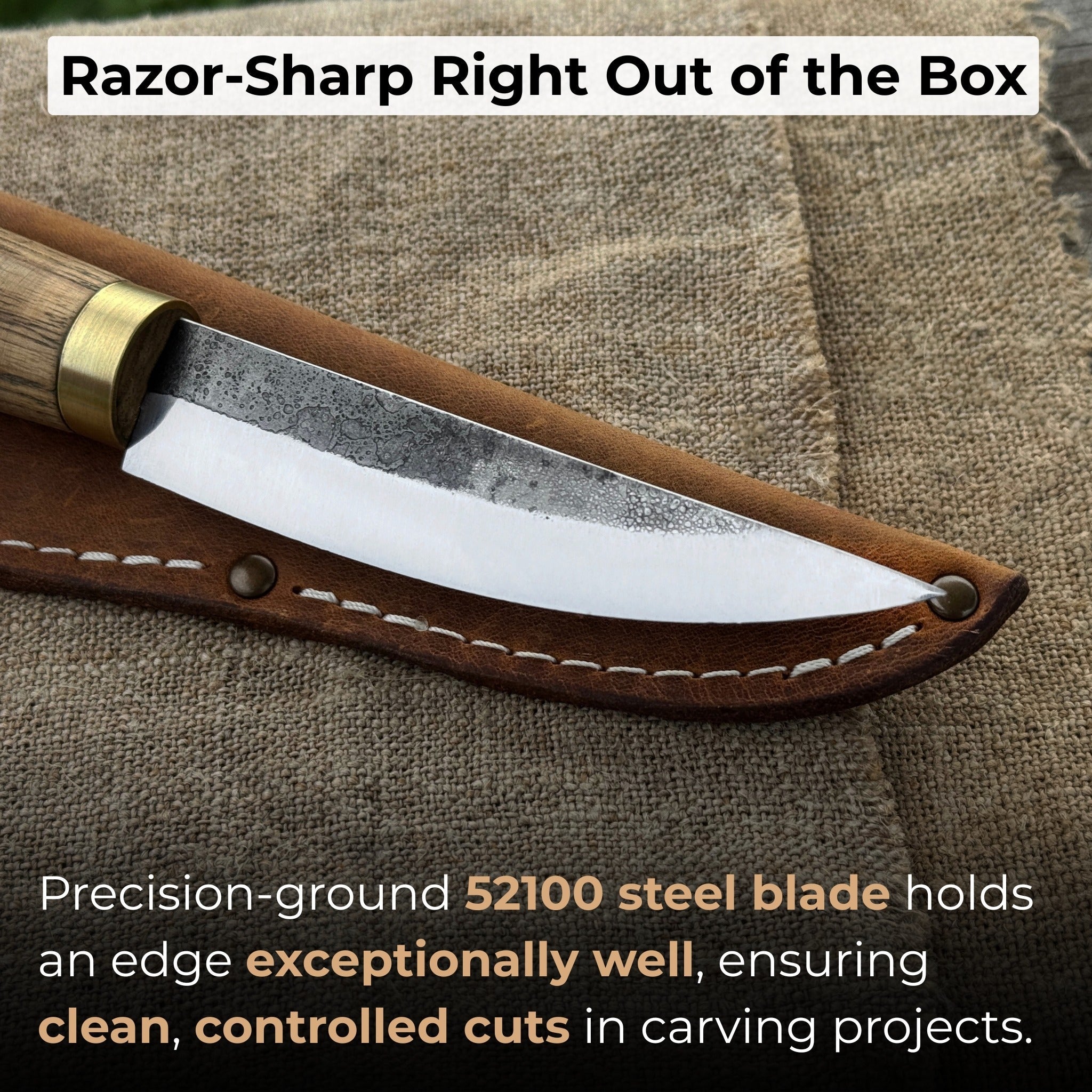 Whittling Sloyd Knife with Leather Sheath, 10 cm (3.94 inches) - 2