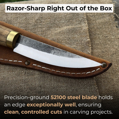 Whittling Sloyd Knife with Leather Sheath, 10 cm (3.94 inches) - 2