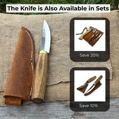 Whittling Sloyd Knife with Leather Sheath, 10 cm (3.94 inches) - 10
