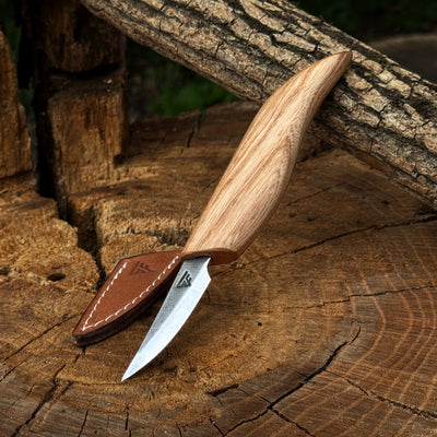 Whittling Sloyd Knife with Leather Sheath, 5.5 cm (2.16 inches) - 1
