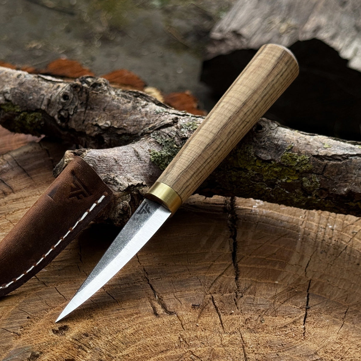 Whittling Sloyd Knife with Leather Sheath, 7.5 cm / 2.95 in - 1