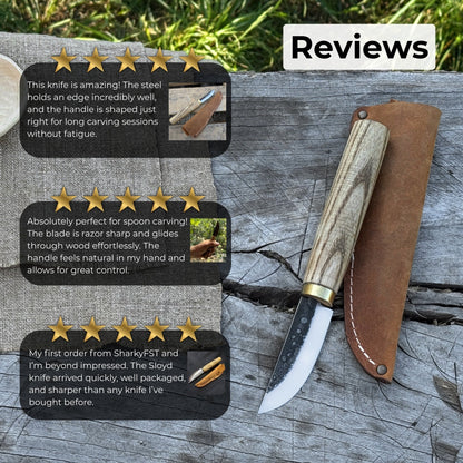 Whittling Sloyd Knife with Leather Sheath, 7.5 cm (2.95 inches) Blade - 9