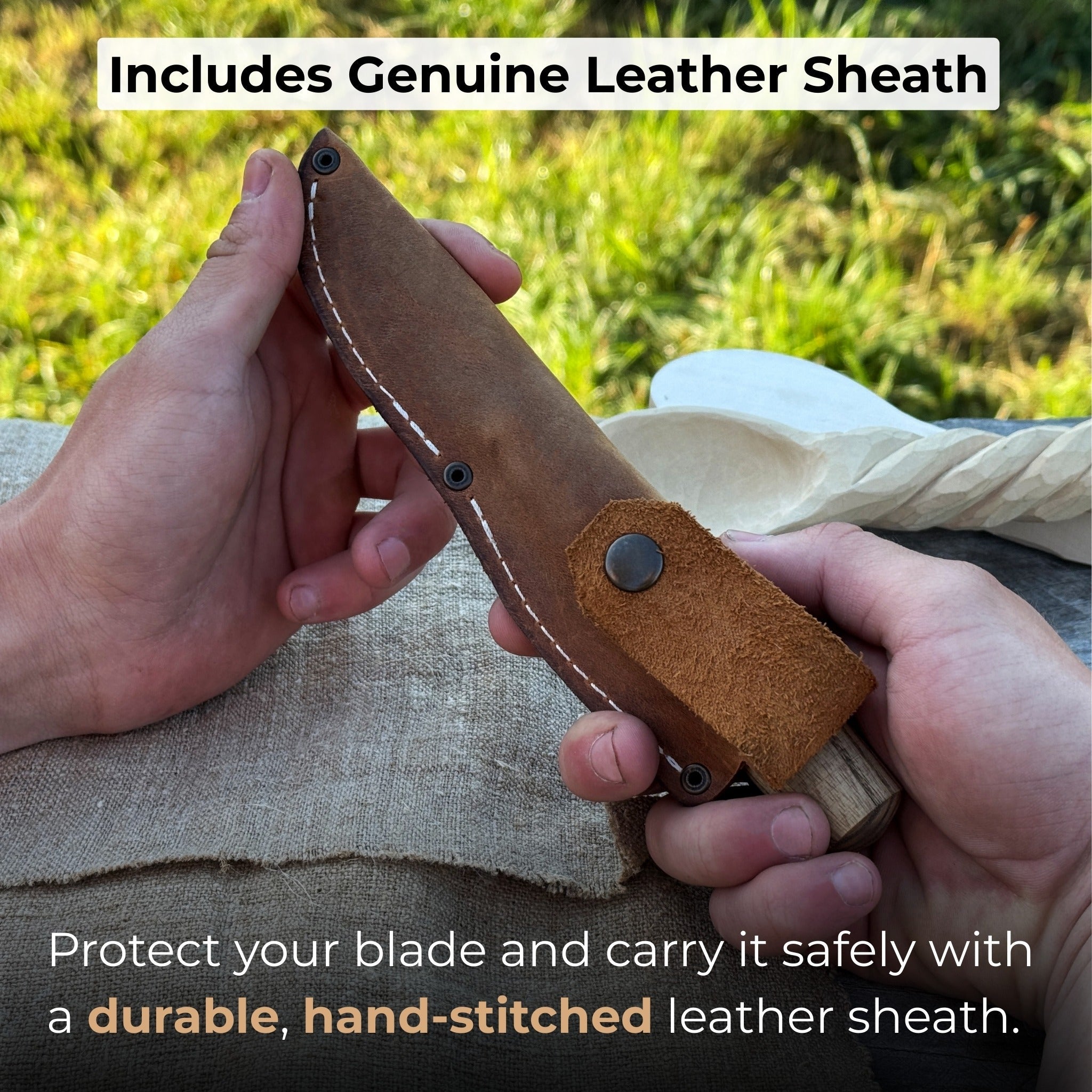 Whittling Sloyd Knife with Leather Sheath, 7.5 cm (2.95 inches) Blade - 4