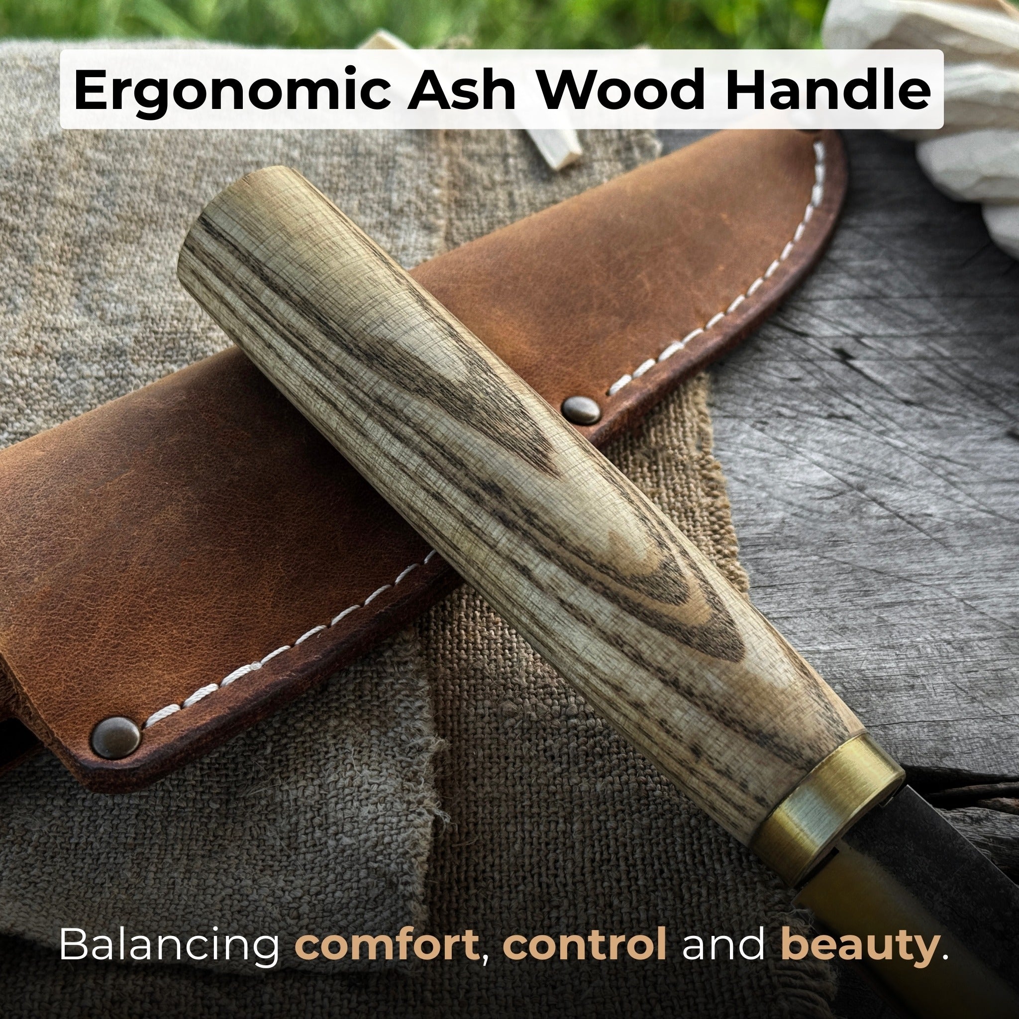 Whittling Sloyd Knife with Leather Sheath, 7.5 cm (2.95 inches) Blade - 3