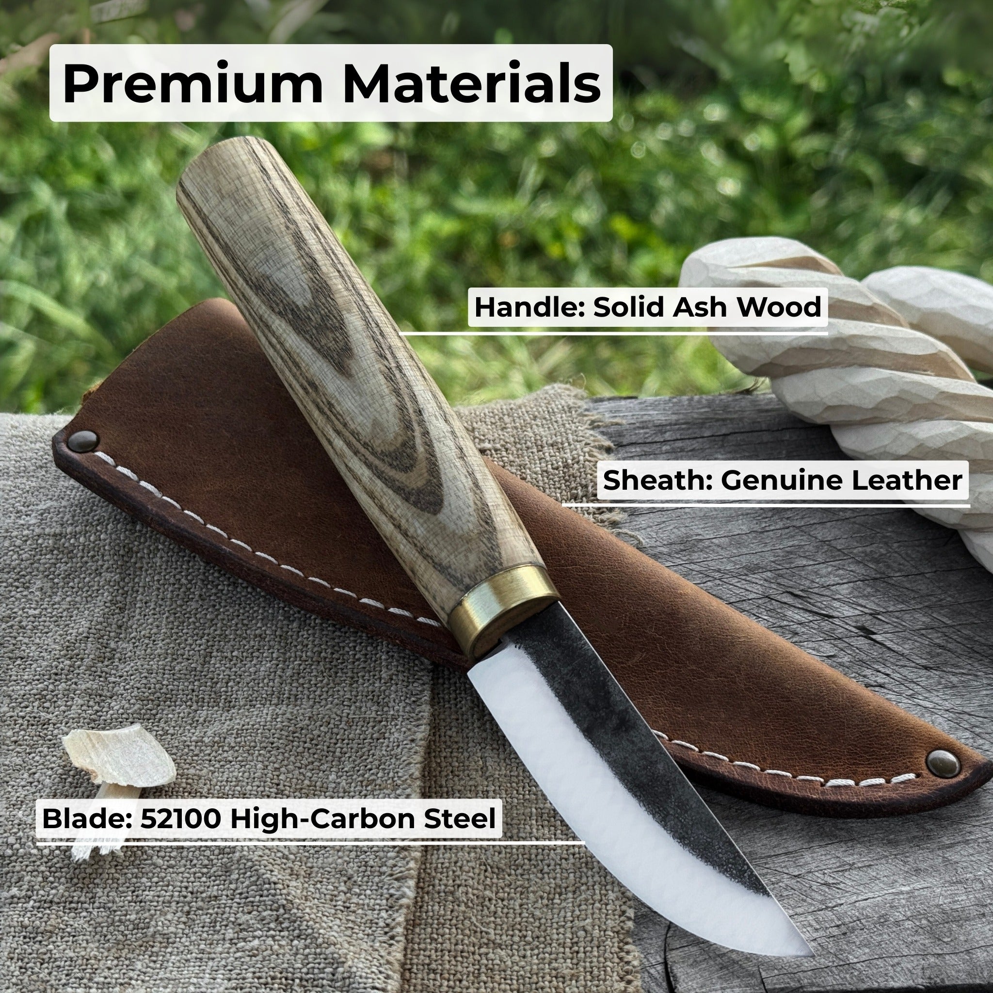 Whittling Sloyd Knife with Leather Sheath, 7.5 cm (2.95 inches) Blade - 6