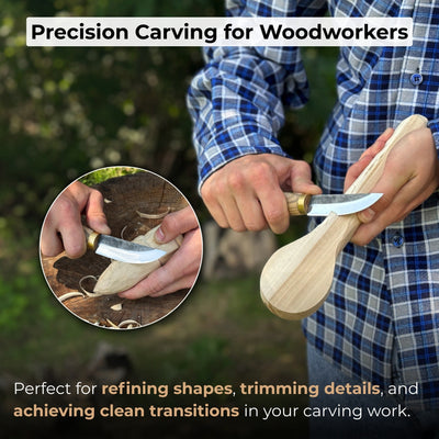 Whittling Sloyd Knife with Leather Sheath, 7.5 cm (2.95 inches) Blade - 7