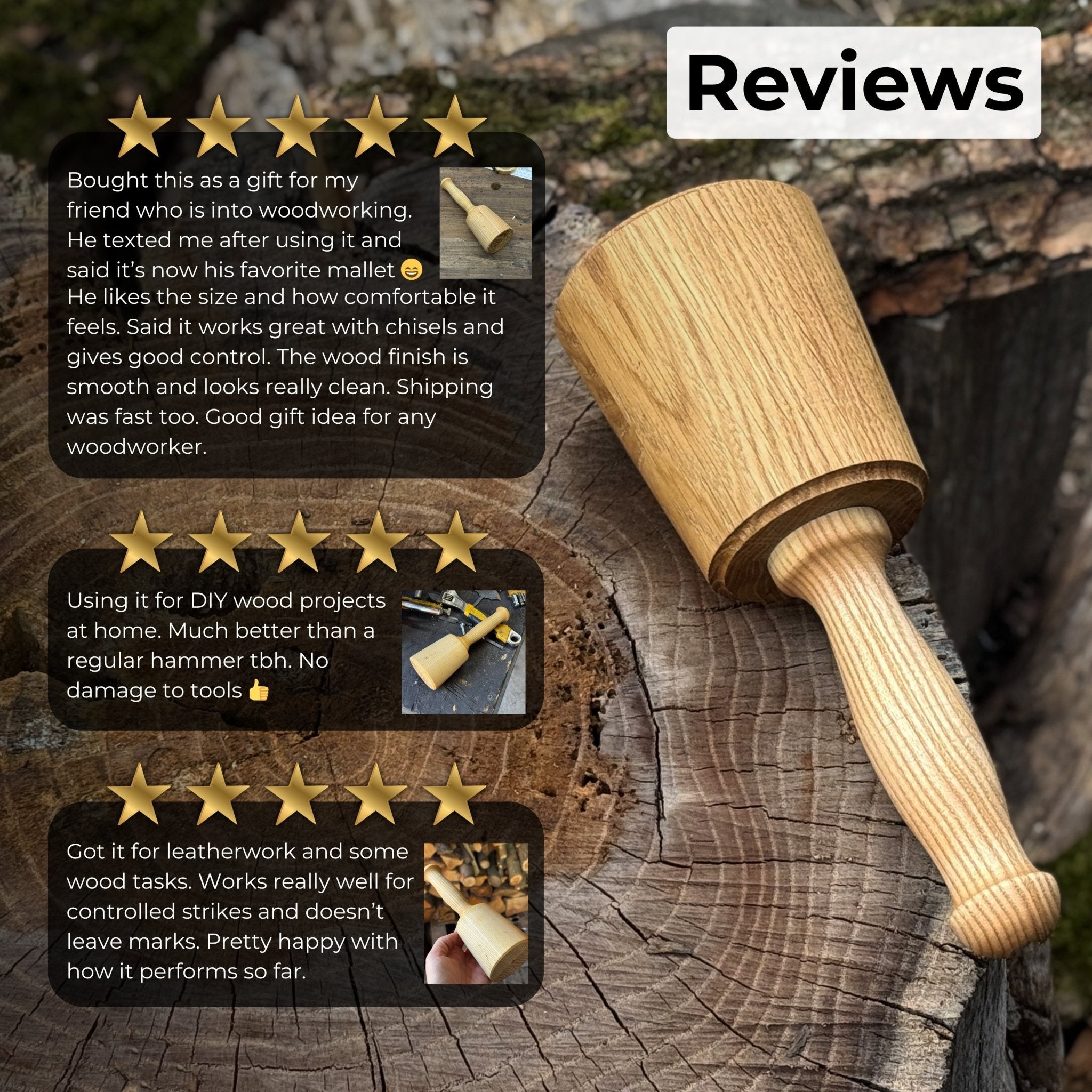 Wooden Mallet 16.75 oz for Woodworking and Carving - 7